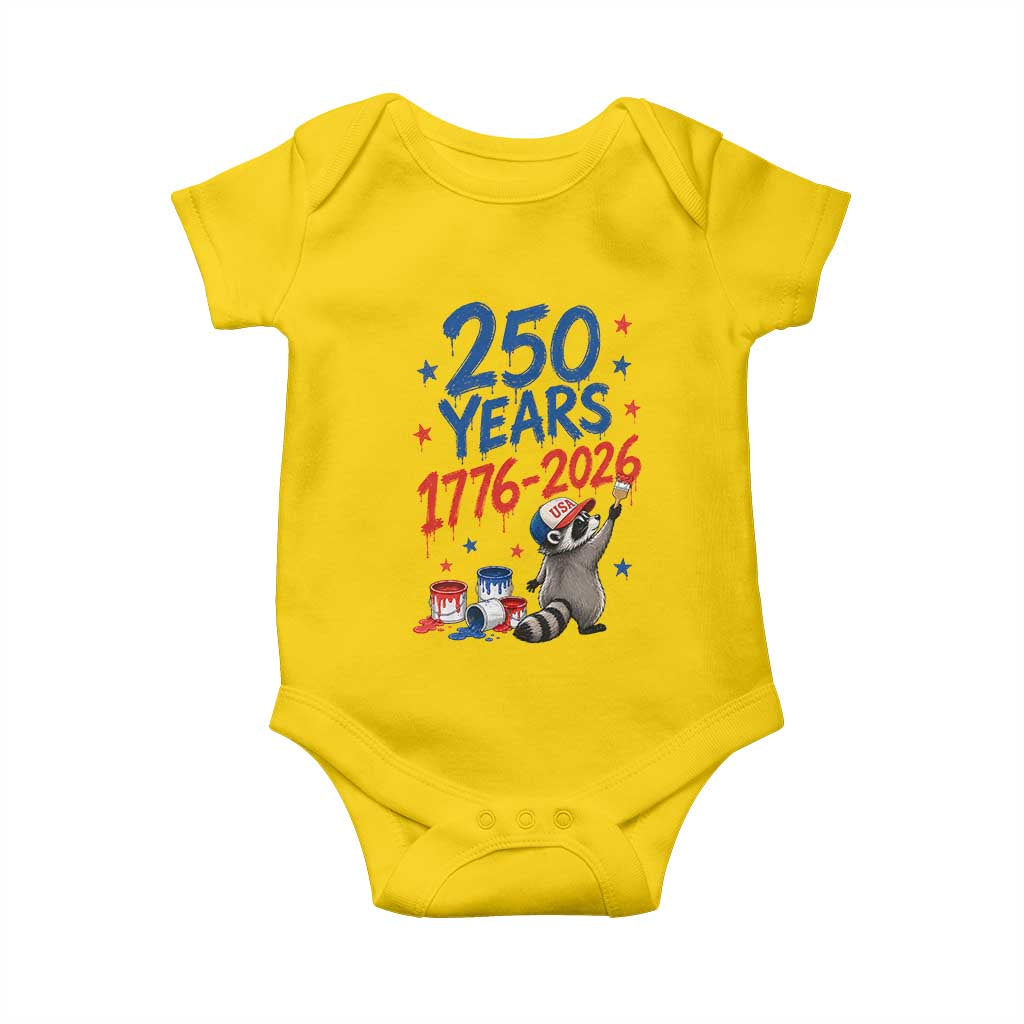 250th Anniversary USA Baby Onesie Patriotic Raccoon American Flag 4th of July TS14 Daisy Print Your Wear