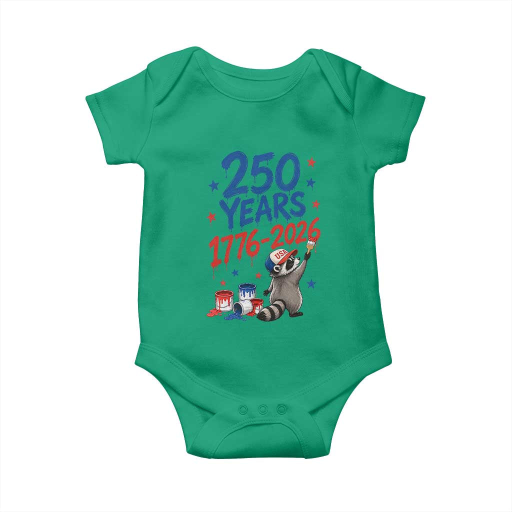 250th Anniversary USA Baby Onesie Patriotic Raccoon American Flag 4th of July TS14 Irish Green Print Your Wear