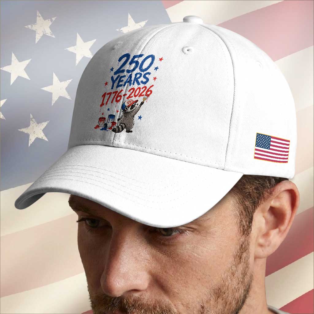 250th Anniversary USA Baseball Cap Patriotic Raccoon American Flag 4th of July TS14 Print Your Wear