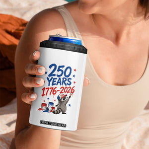 250th Anniversary USA 4 in 1 Can Cooler Tumbler Patriotic Raccoon American Flag 4th of July TS14 Print Your Wear