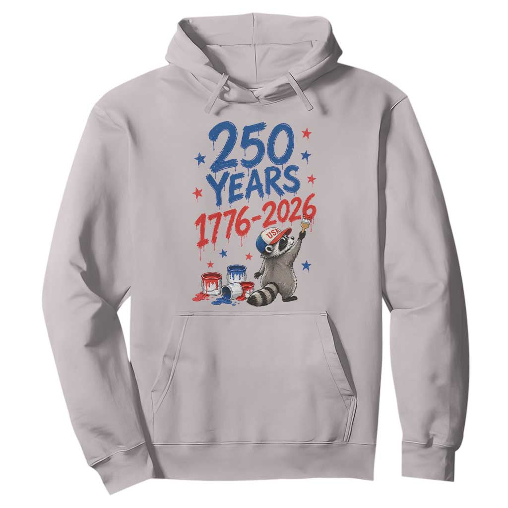 250th Anniversary USA Hoodie Patriotic Raccoon American Flag 4th of July TS14 Ice Gray Print Your Wear
