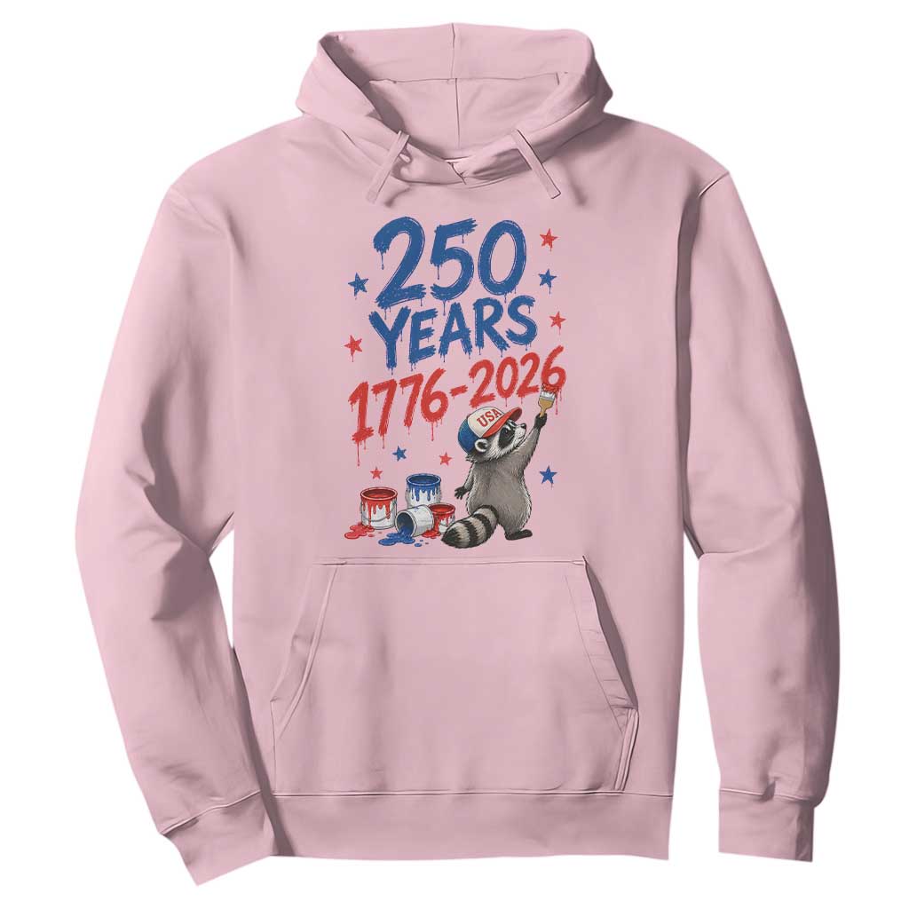 250th Anniversary USA Hoodie Patriotic Raccoon American Flag 4th of July TS14 Light Pink Print Your Wear