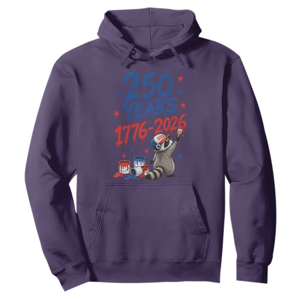 250th Anniversary USA Hoodie Patriotic Raccoon American Flag 4th of July TS14 Purple Print Your Wear