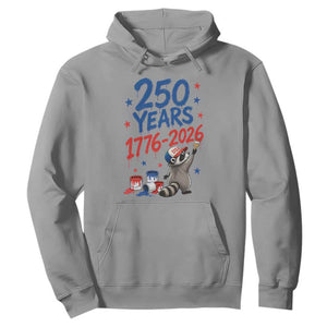 250th Anniversary USA Hoodie Patriotic Raccoon American Flag 4th of July TS14 Sport Gray Print Your Wear