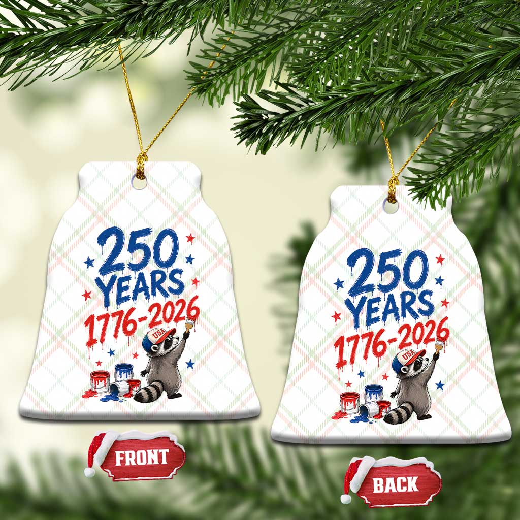 250th Anniversary USA Ceramic Ornament Patriotic Raccoon American Flag 4th of July TS14 Print Your Wear