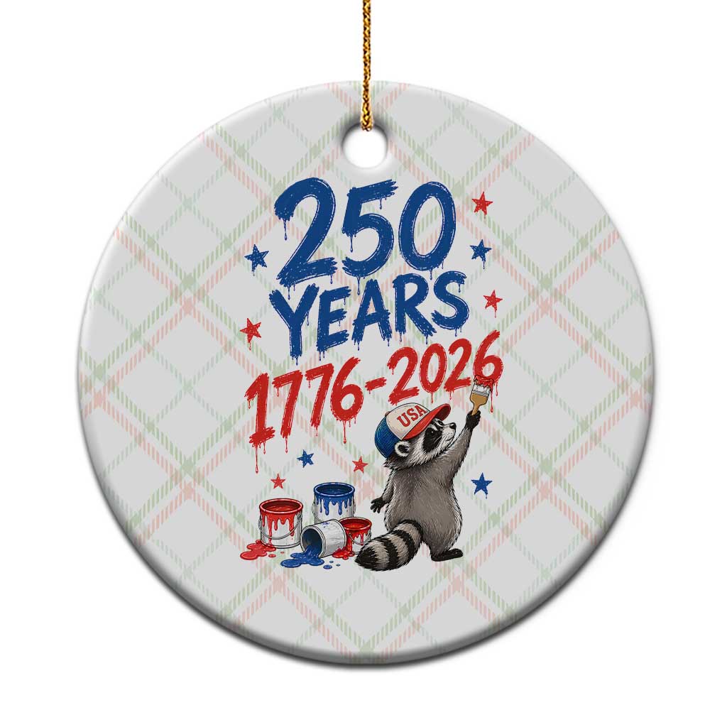 250th Anniversary USA Ceramic Ornament Patriotic Raccoon American Flag 4th of July TS14 1pc Christmas Plaid Print Your Wear