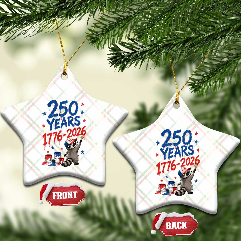 250th Anniversary USA Ceramic Ornament Patriotic Raccoon American Flag 4th of July TS14 Print Your Wear