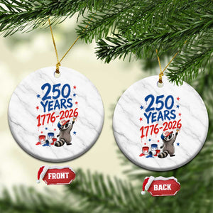 250th Anniversary USA Ceramic Ornament Patriotic Raccoon American Flag 4th of July TS14 1pc White Marble Print Your Wear