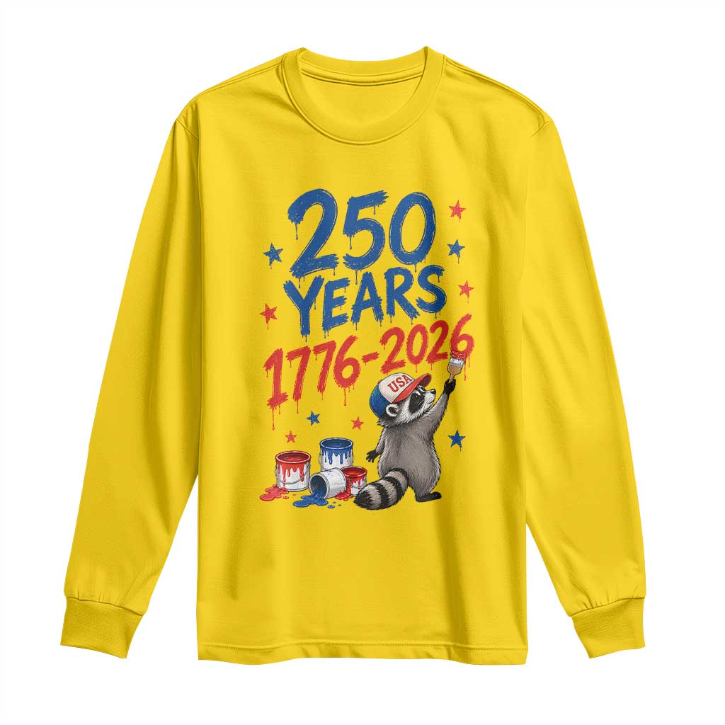 250th Anniversary USA Long Sleeve Shirt Patriotic Raccoon American Flag 4th of July TS14 Daisy Print Your Wear