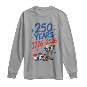 250th Anniversary USA Long Sleeve Shirt Patriotic Raccoon American Flag 4th of July TS14 Sport Gray Print Your Wear