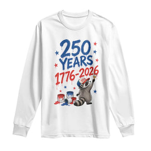250th Anniversary USA Long Sleeve Shirt Patriotic Raccoon American Flag 4th of July TS14 White Print Your Wear