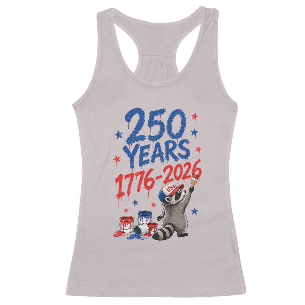 250th Anniversary USA Racerback Tank Top Patriotic Raccoon American Flag 4th of July TS14 Ice Gray Print Your Wear