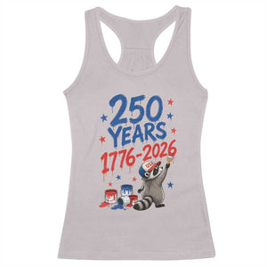 250th Anniversary USA Racerback Tank Top Patriotic Raccoon American Flag 4th of July TS14 Ice Gray Print Your Wear