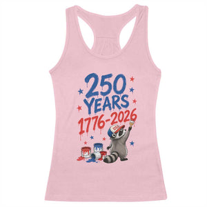 250th Anniversary USA Racerback Tank Top Patriotic Raccoon American Flag 4th of July TS14 Light Pink Print Your Wear