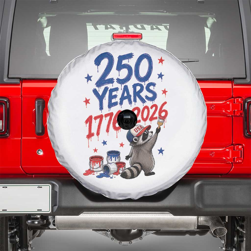 250th Anniversary USA Spare Tire Cover Patriotic Raccoon American Flag 4th of July TS14 White Print Your Wear
