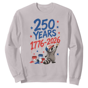 250th Anniversary USA Sweatshirt Patriotic Raccoon American Flag 4th of July TS14 Ice Gray Print Your Wear