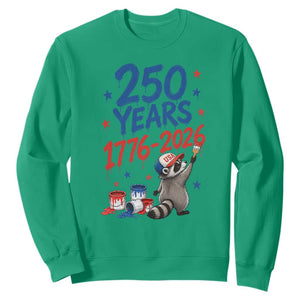 250th Anniversary USA Sweatshirt Patriotic Raccoon American Flag 4th of July TS14 Irish Green Print Your Wear