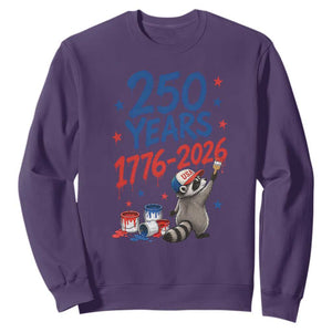 250th Anniversary USA Sweatshirt Patriotic Raccoon American Flag 4th of July TS14 Purple Print Your Wear