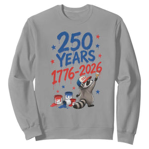 250th Anniversary USA Sweatshirt Patriotic Raccoon American Flag 4th of July TS14 Sport Gray Print Your Wear