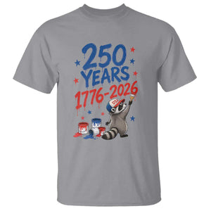 250th Anniversary USA T Shirt Patriotic Raccoon American Flag 4th of July TS14 Sport Gray Print Your Wear