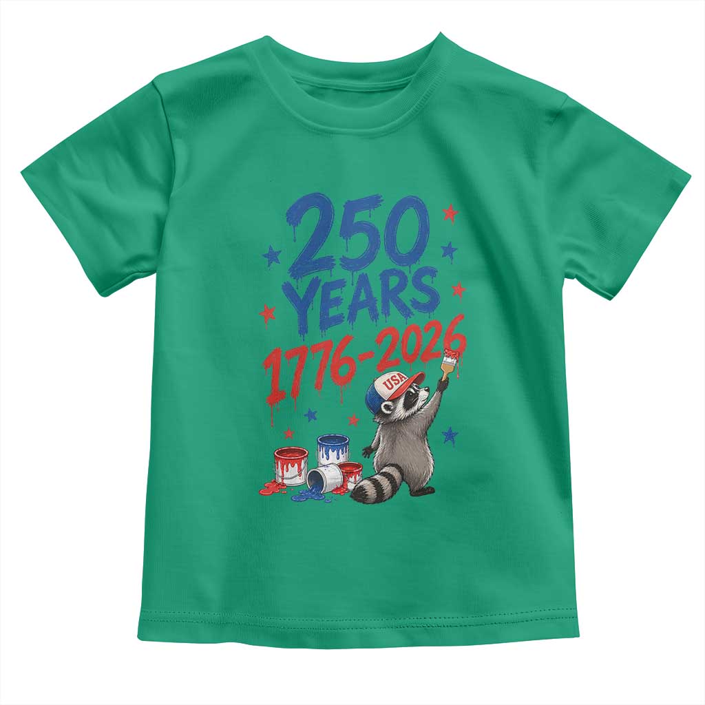 250th Anniversary USA Toddler T Shirt Patriotic Raccoon American Flag 4th of July TS14 Irish Green Print Your Wear