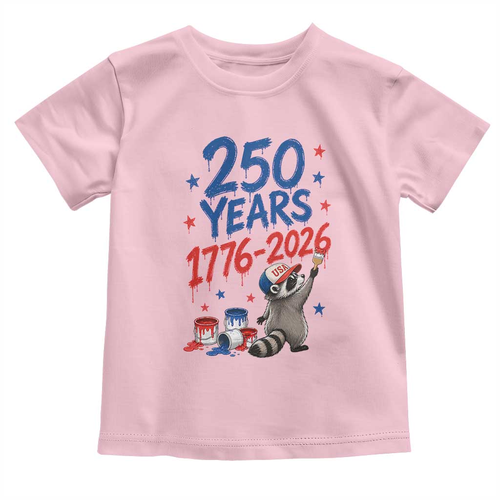 250th Anniversary USA Toddler T Shirt Patriotic Raccoon American Flag 4th of July TS14 Light Pink Print Your Wear