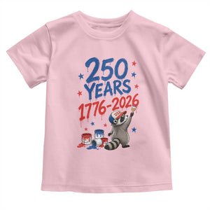 250th Anniversary USA Toddler T Shirt Patriotic Raccoon American Flag 4th of July TS14 Light Pink Print Your Wear