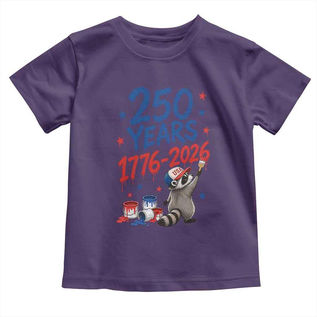 250th Anniversary USA Toddler T Shirt Patriotic Raccoon American Flag 4th of July TS14 Purple Print Your Wear