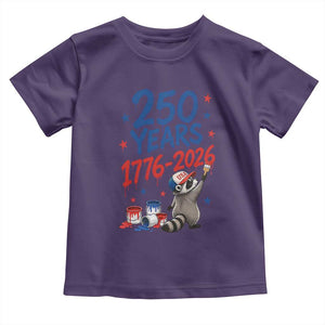 250th Anniversary USA Toddler T Shirt Patriotic Raccoon American Flag 4th of July TS14 Purple Print Your Wear