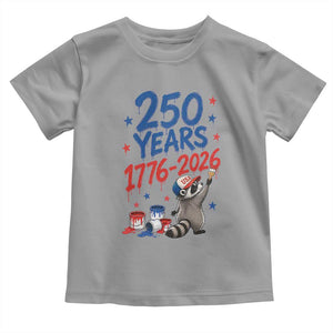 250th Anniversary USA Toddler T Shirt Patriotic Raccoon American Flag 4th of July TS14 Sport Gray Print Your Wear