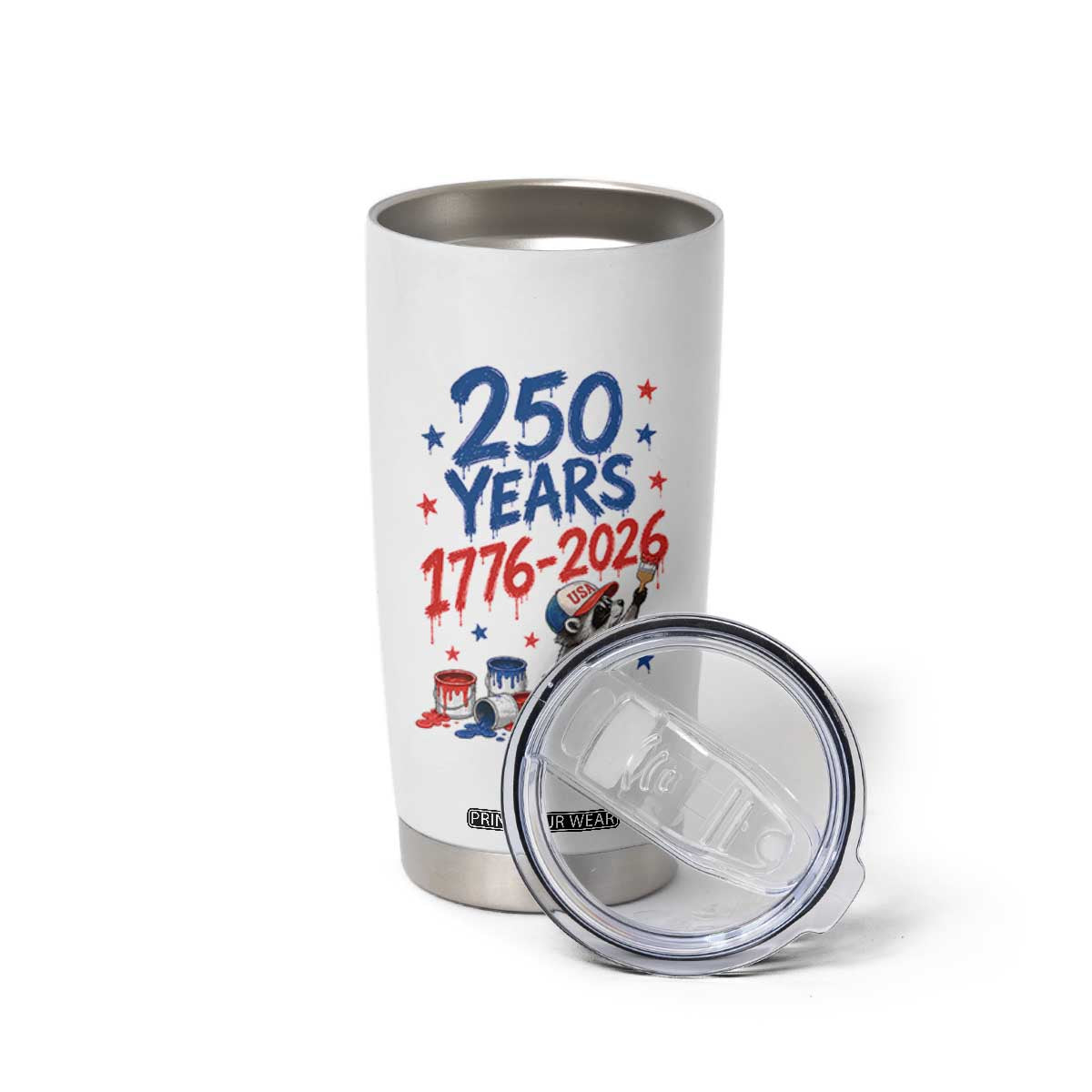 250th Anniversary USA Tumbler Cup Patriotic Raccoon American Flag 4th of July TS14 Print Your Wear