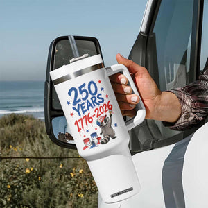 250th Anniversary USA Tumbler With Handle Patriotic Raccoon American Flag 4th of July TS14 Print Your Wear