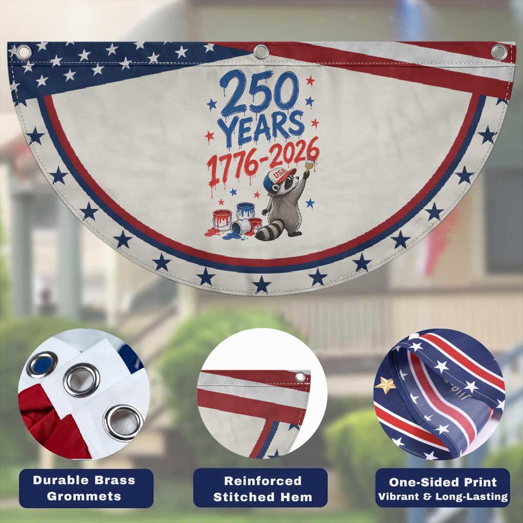 250th Anniversary USA Patriotic Fan Flag Funny Raccoon American Flag 4th of July