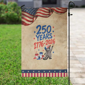 250th Anniversary USA Patriotic Garden Flag Patriotic Raccoon American Flag 4th of July TS14 Vintage Rustic Tan Navy Print Your Wear