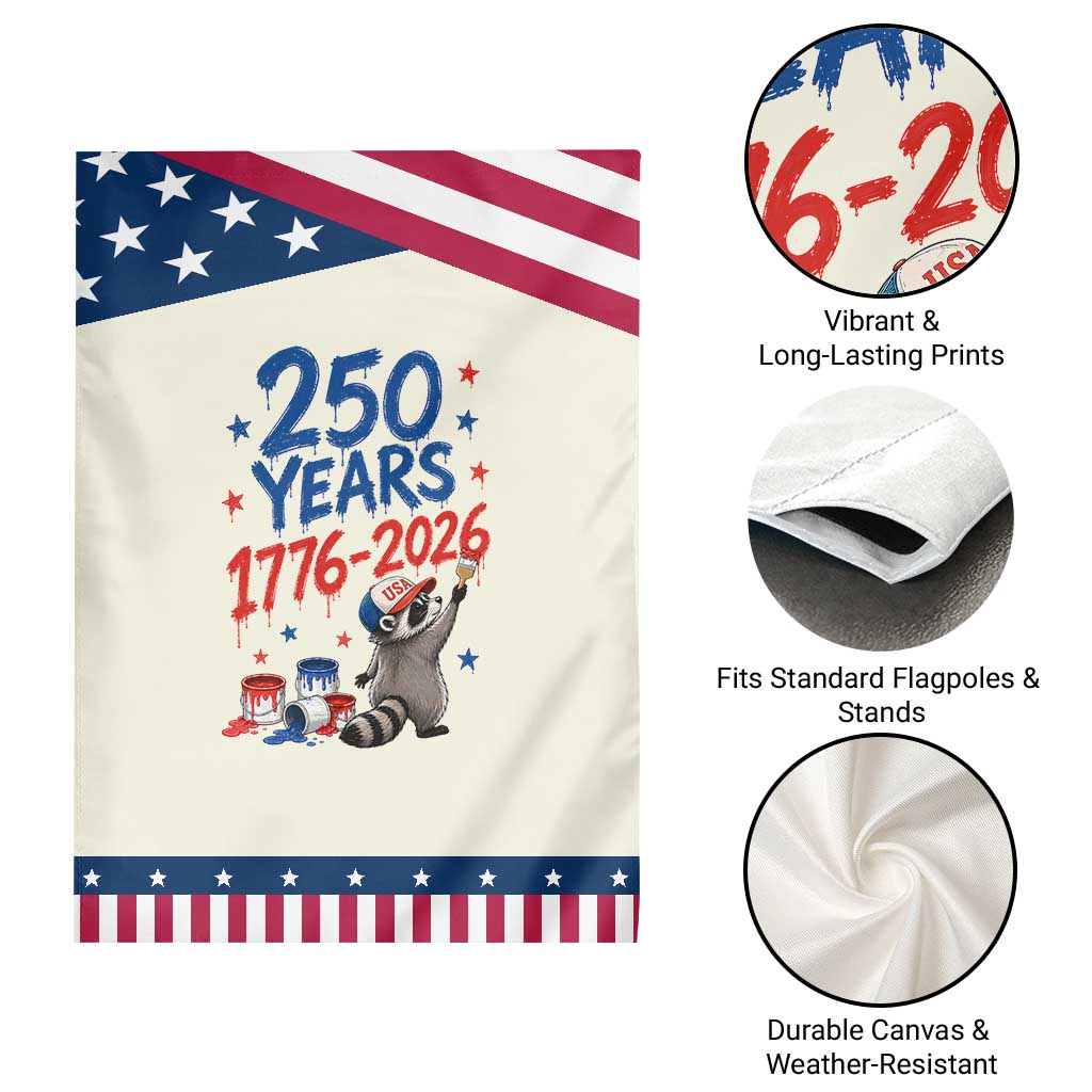 250th Anniversary USA Patriotic Garden Flag Patriotic Raccoon American Flag 4th of July TS14 Print Your Wear