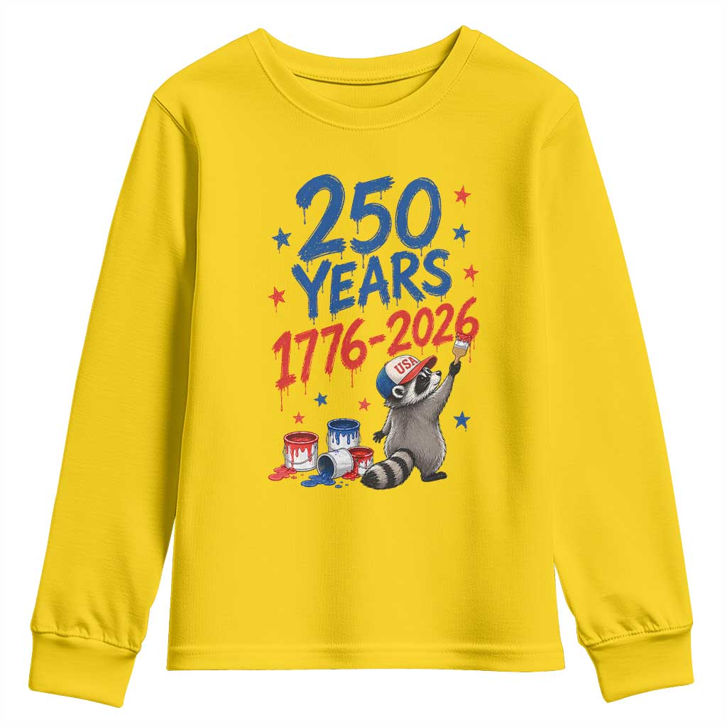 250th Anniversary USA Youth Sweatshirt Patriotic Raccoon American Flag 4th of July TS14 Daisy Print Your Wear