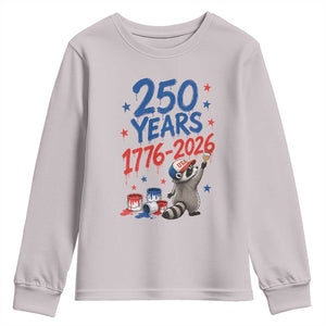 250th Anniversary USA Youth Sweatshirt Patriotic Raccoon American Flag 4th of July TS14 Ice Gray Print Your Wear