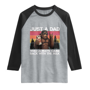 Just a Dad Who Always Came Back with The Milk Raglan Shirt Funny Father's Day Gift TS14 Heather Gray Black Print Your Wear