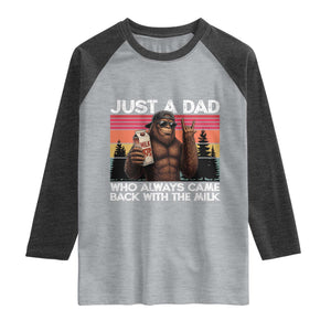Just a Dad Who Always Came Back with The Milk Raglan Shirt Funny Father's Day Gift TS14 Heather Gray Heather Charcoal Print Your Wear