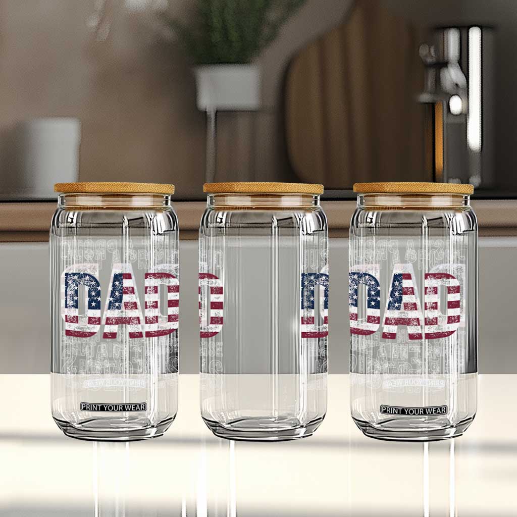 Just A Proud Dad that Didn't Raise Liberals Glass Can Funny Father's Day 4th of July