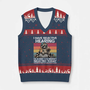I Have Selective Hearing You were Not Selected V-Neck Knit Sweater Vest Funny Sarcastic Saying Father's Day TS14 Navy Red Print Your Wear