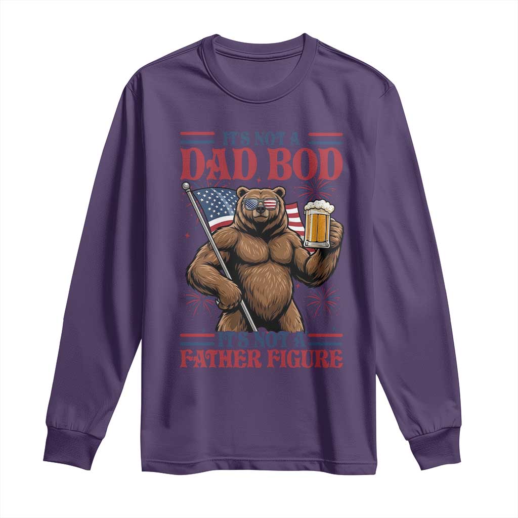 It's Not A Dad BOD It's A Father Figure Long Sleeve Shirt Dad Bear Drinking Beer 4th of July