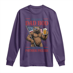 It's Not A Dad BOD It's A Father Figure Long Sleeve Shirt Dad Bear Drinking Beer 4th of July