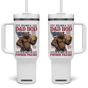 It's Not A Dad BOD It's A Father Figure Tumbler With Handle Dad Bear Drinking Beer 4th of July