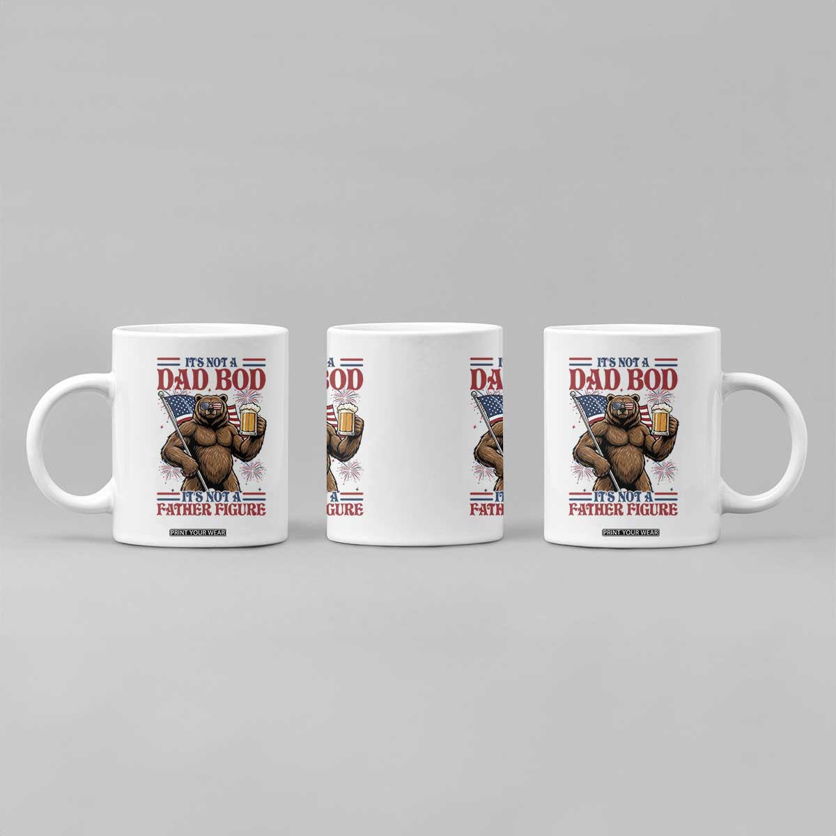 It's Not A Dad BOD It's A Father Figure Coffee Mug Dad Bear Drinking Beer 4th of July
