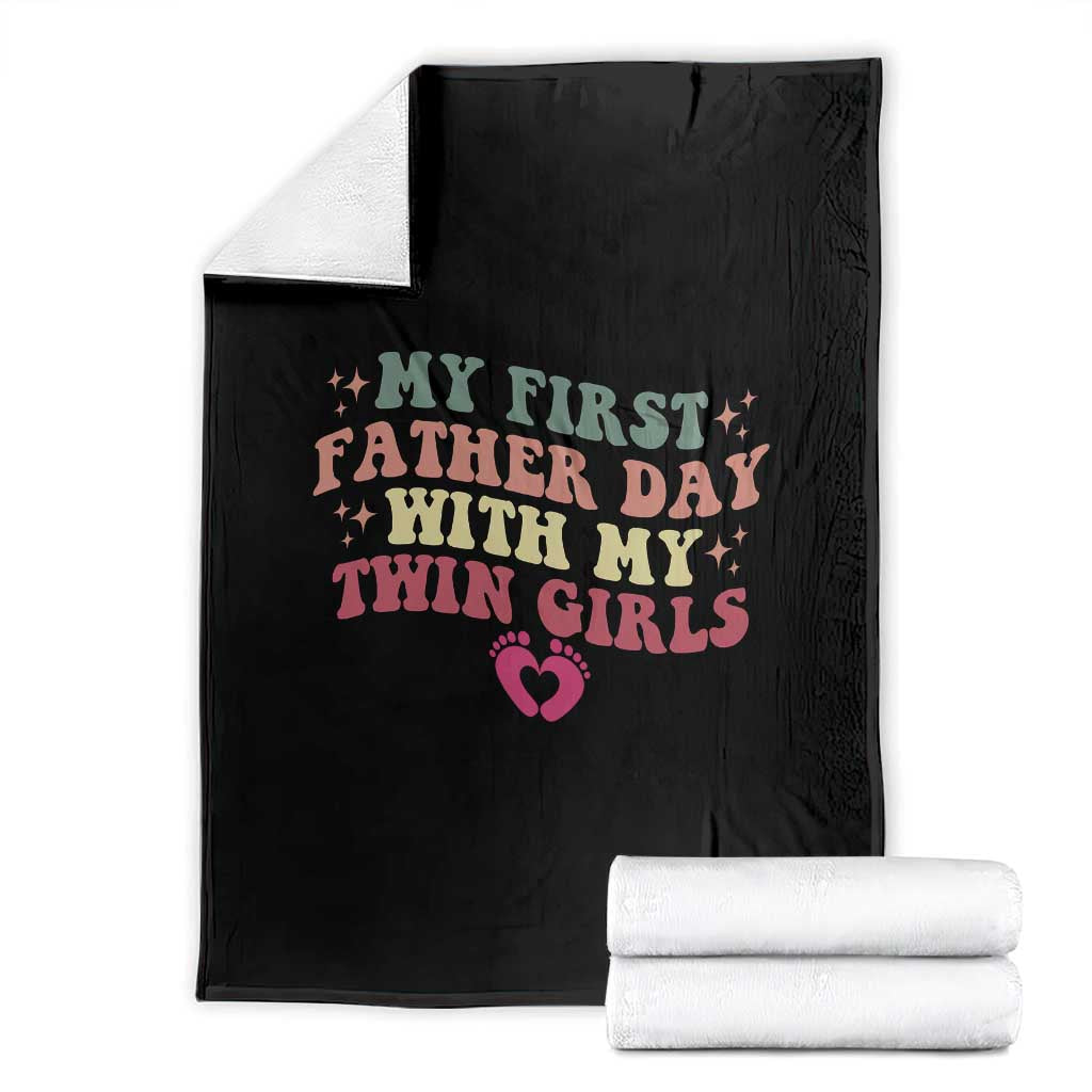 My First Fathers Day With Twin Girls Throw Blanket Funny New Dad Gift