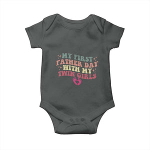 My First Fathers Day With Twin Girls Baby Onesie Funny New Dad Gift