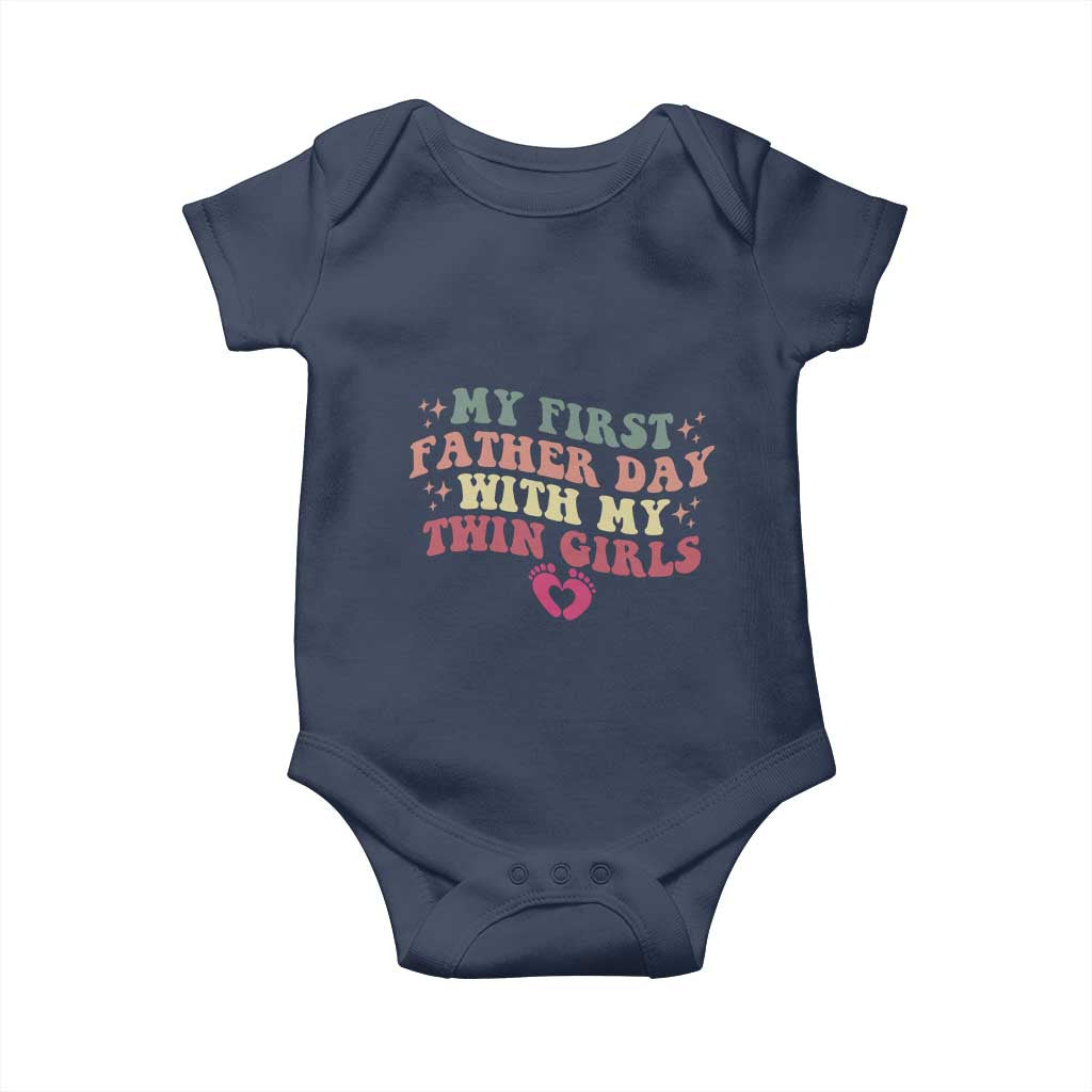 My First Fathers Day With Twin Girls Baby Onesie Funny New Dad Gift