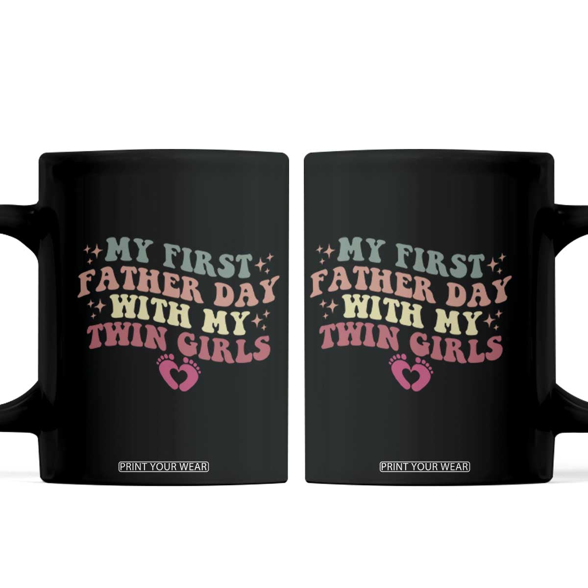 My First Fathers Day With Twin Girls Coffee Mug Funny New Dad Gift