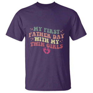 My First Fathers Day With Twin Girls T Shirt Funny New Dad Gift